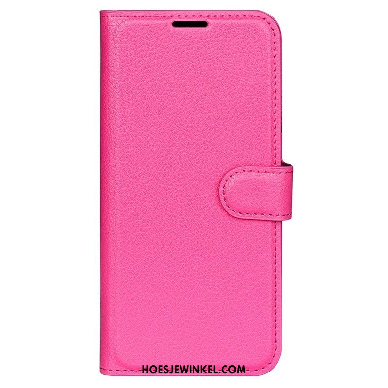 Folio-hoesje voor Samsung Galaxy S23 5G Klassiek Litchi-leereffect