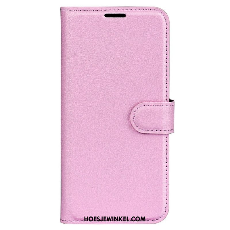 Folio-hoesje voor Samsung Galaxy S23 5G Klassiek Litchi-leereffect