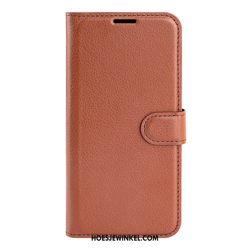 Folio-hoesje voor Samsung Galaxy S23 5G Klassiek Litchi-leereffect