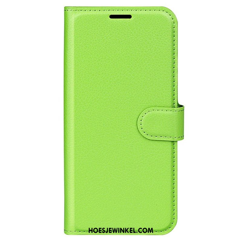 Folio-hoesje voor Samsung Galaxy S23 5G Klassiek Litchi-leereffect