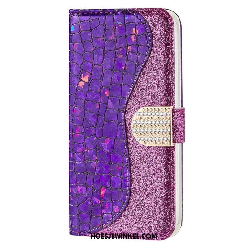 Folio-hoesje voor Samsung Galaxy S23 5G Krokodil Diamanten