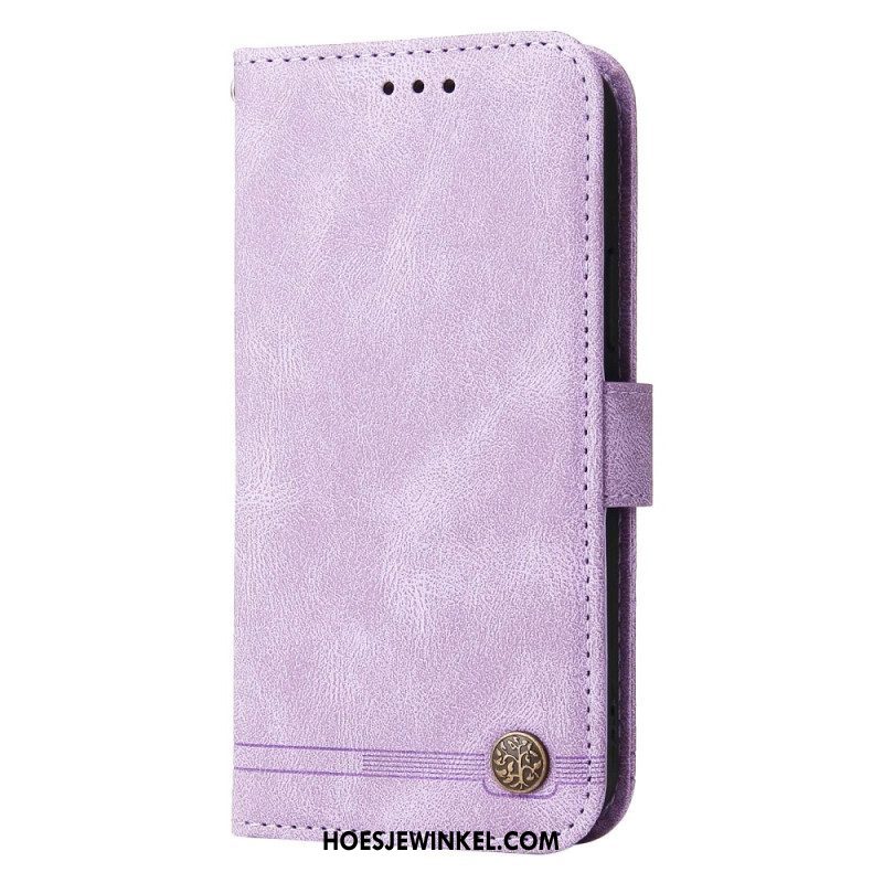 Folio-hoesje voor Samsung Galaxy S23 5G Leerstijl Met Decoratieve Klinknagel