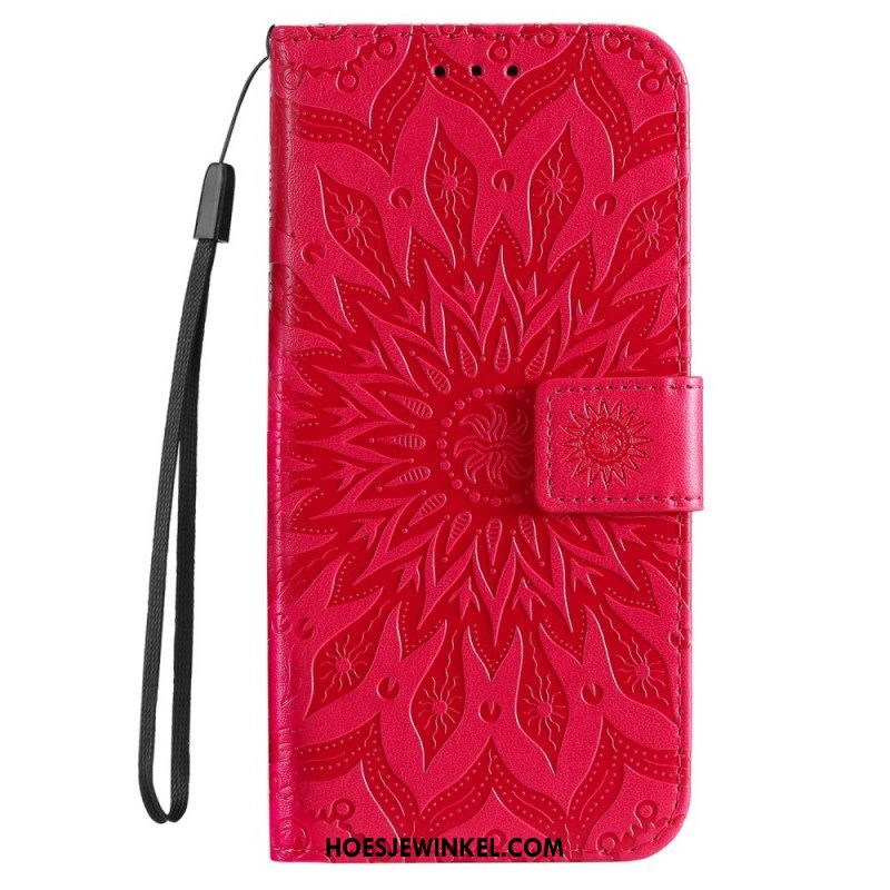 Folio-hoesje voor Samsung Galaxy S23 5G Mandala Zon Met Lanyard