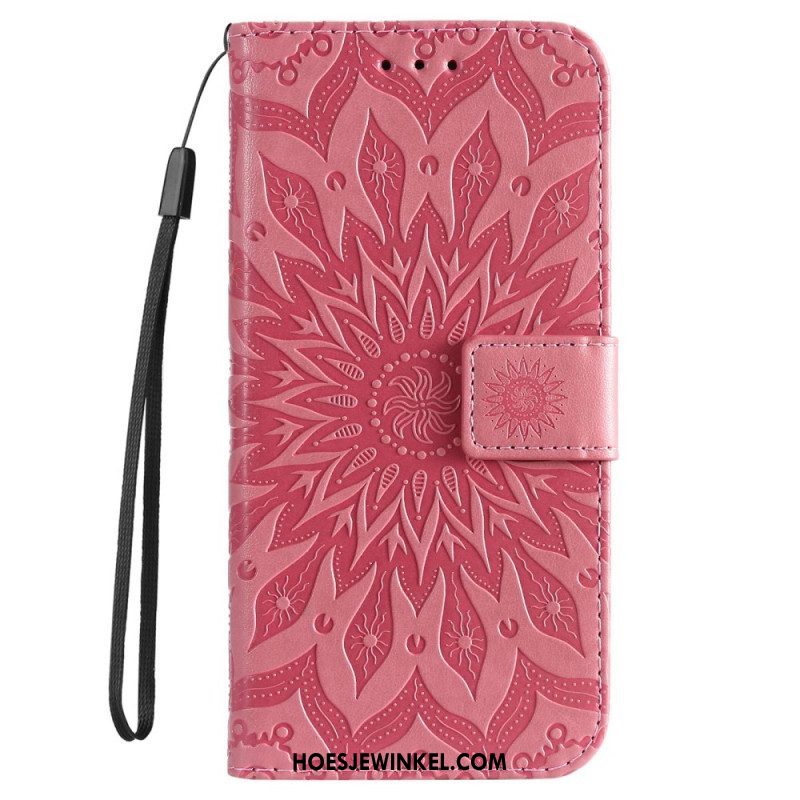 Folio-hoesje voor Samsung Galaxy S23 5G Mandala Zon Met Lanyard