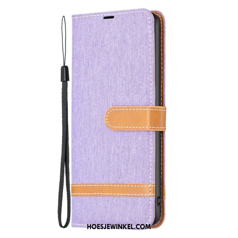 Folio-hoesje voor Samsung Galaxy S23 5G Met Ketting Band Van Stof En Leereffect