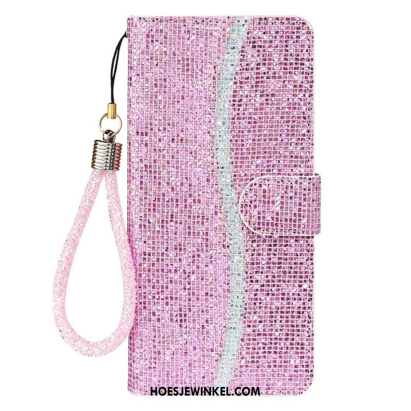 Folio-hoesje voor Samsung Galaxy S23 5G Met Ketting Pailletten Met Bandjes