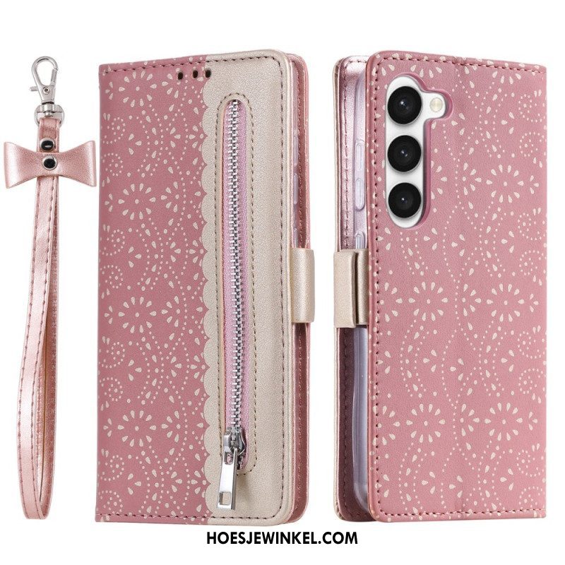 Folio-hoesje voor Samsung Galaxy S23 5G Met Ketting Portemonnee Met Kanten Riem