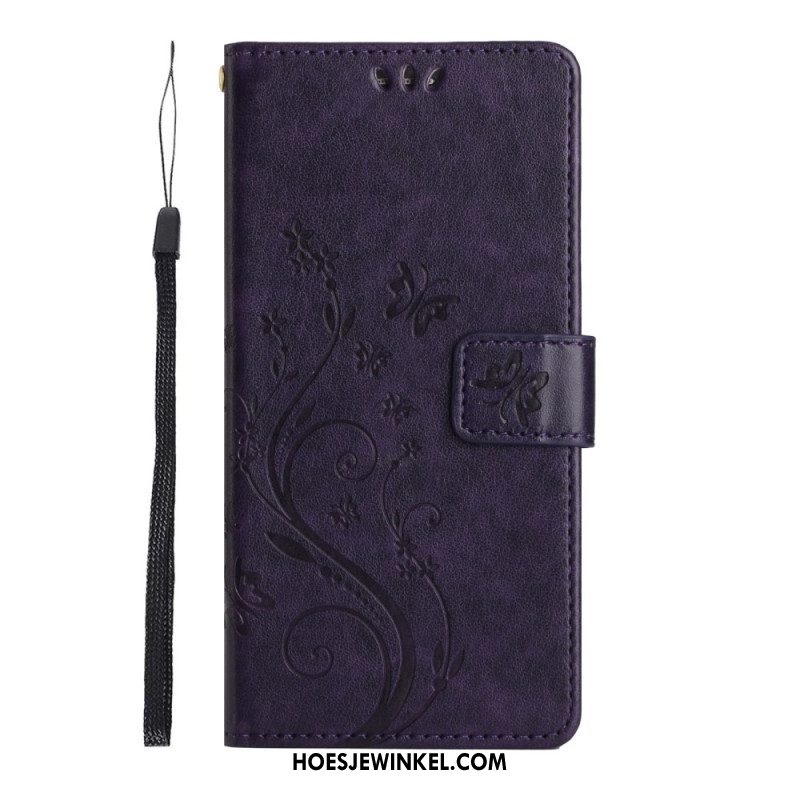 Folio-hoesje voor Samsung Galaxy S23 5G Met Ketting Strakke Bloemen