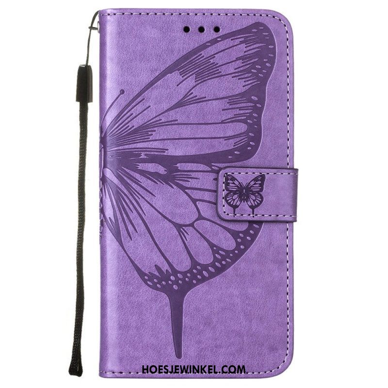 Folio-hoesje voor Samsung Galaxy S23 Plus 5G Met Ketting Barokke Strappy Vlinder