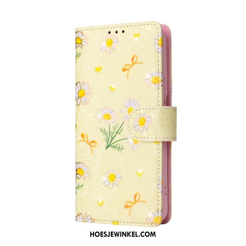 Folio-hoesje voor Samsung Galaxy S23 Plus 5G Rfid-bloemen Met Sleutelkoord