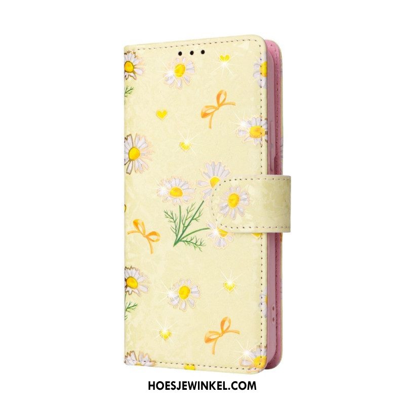 Folio-hoesje voor Samsung Galaxy S23 Plus 5G Rfid-bloemen Met Sleutelkoord