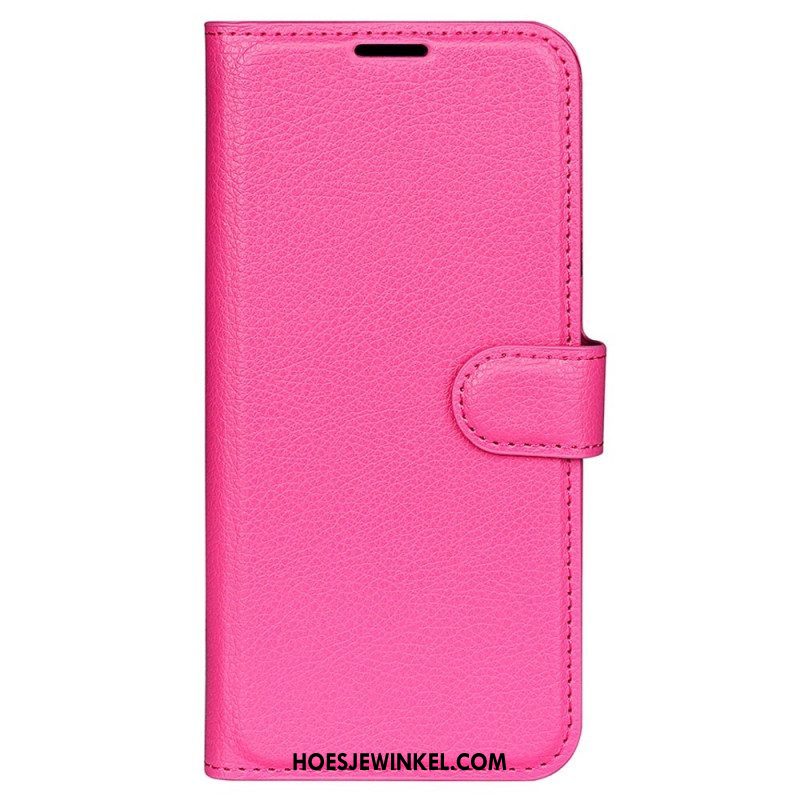 Folio-hoesje voor Samsung Galaxy S23 Ultra 5G Klassiek Litchi-leereffect