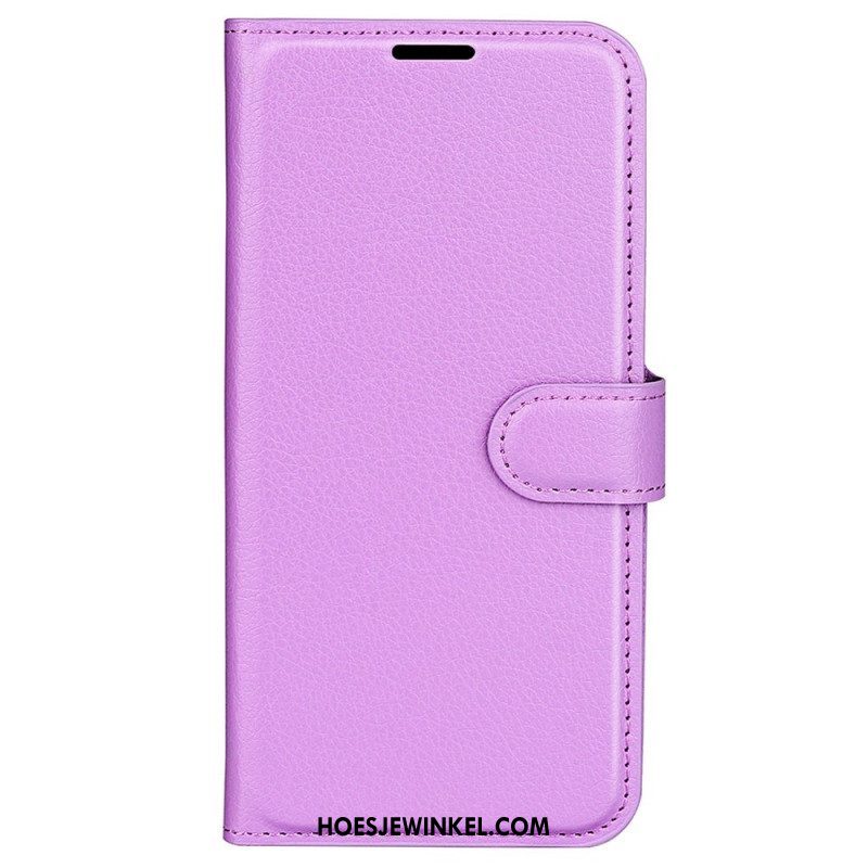 Folio-hoesje voor Samsung Galaxy S23 Ultra 5G Klassiek Litchi-leereffect