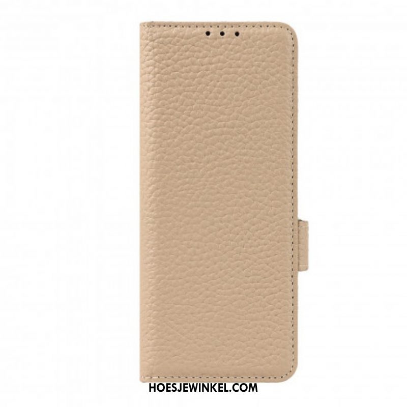 Folio-hoesje voor Samsung Galaxy Z Fold 3 5G Echt Litchi-leer