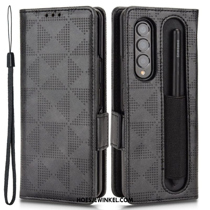 Folio-hoesje voor Samsung Galaxy Z Fold 4 Patroon Geperforeerde Driehoeken Lanyard