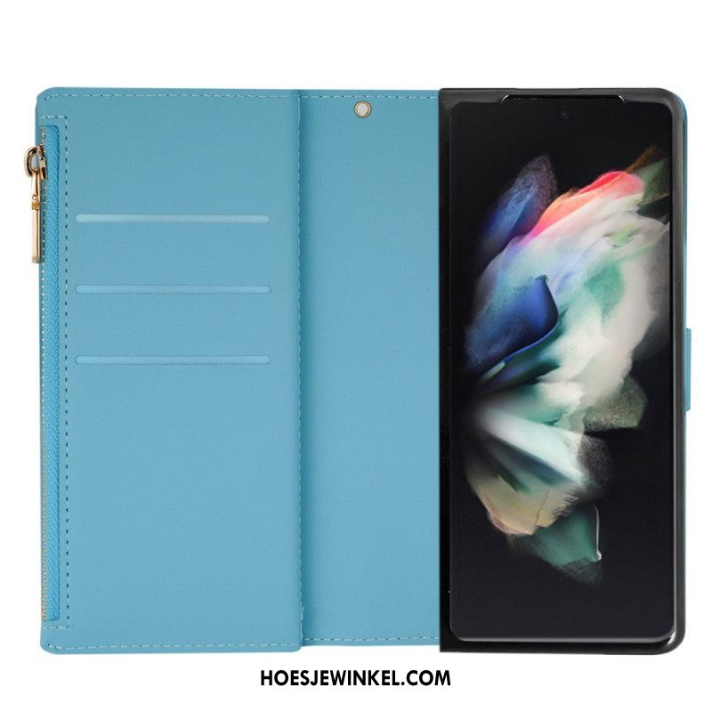 Folio-hoesje voor Samsung Galaxy Z Fold 4 Ultra Lovertjes Met Riem