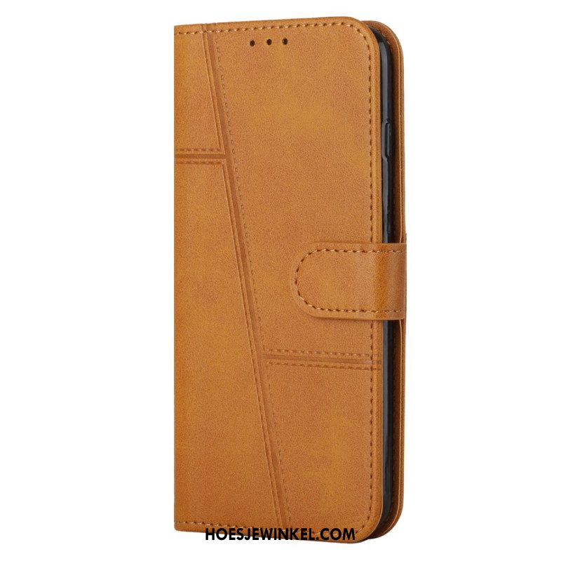 Folio-hoesje voor Sony Xperia 1 IV Geometrische Lederen Stijl Met Riem