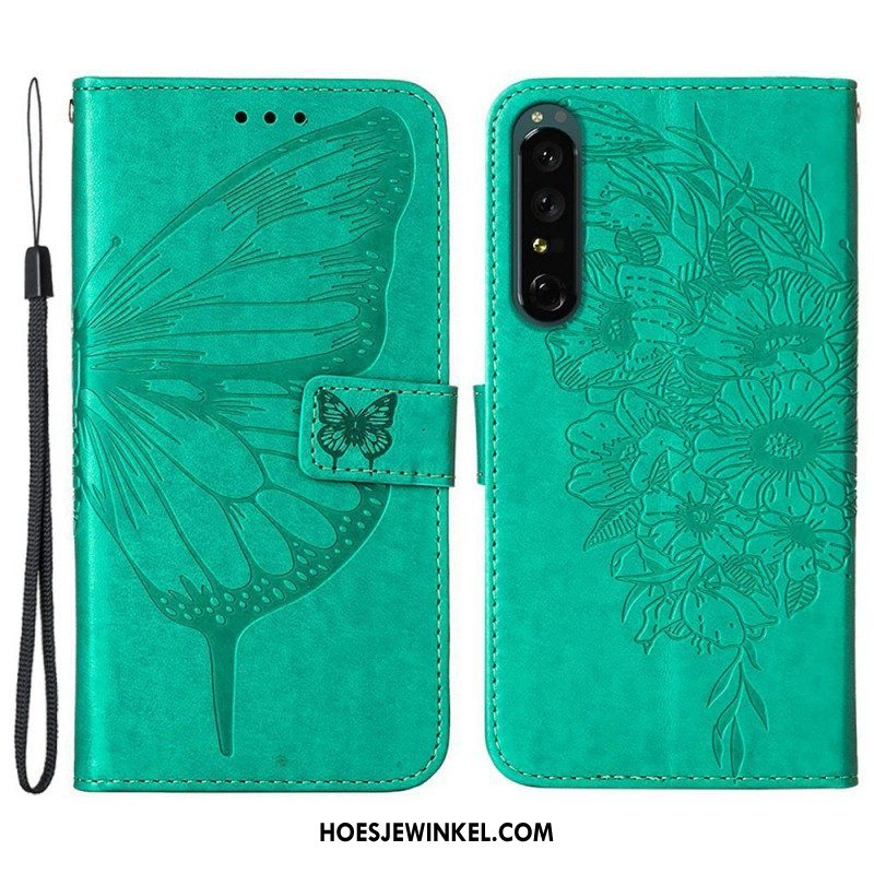 Folio-hoesje voor Sony Xperia 1 IV Vlinder Met Lanyard