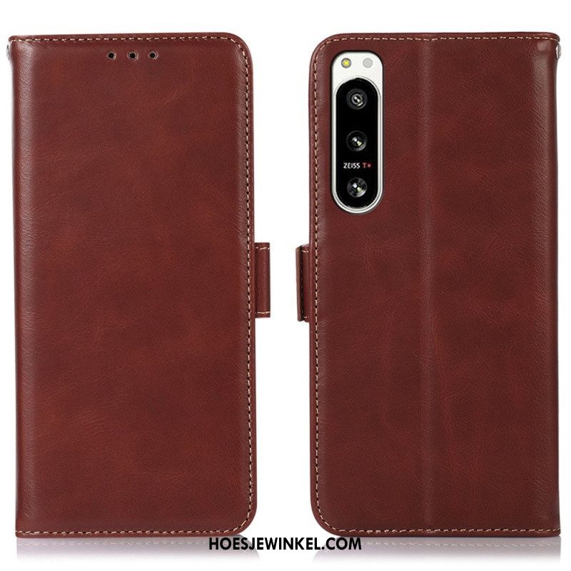 Folio-hoesje voor Sony Xperia 5 IV Rfid-functie Van Echt Leer
