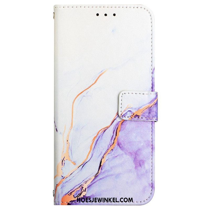 Folio-hoesje voor Xiaomi 12 Pro Met Ketting Gestreept Aquarel Marmer