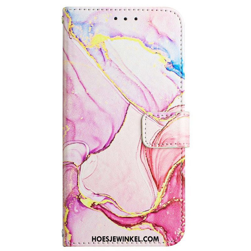 Folio-hoesje voor Xiaomi 12 Pro Met Ketting Gestreept Aquarel Marmer