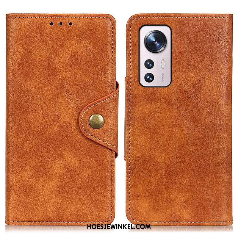 Folio-hoesje voor Xiaomi 12 Pro Vintage Kunstleer En Knop