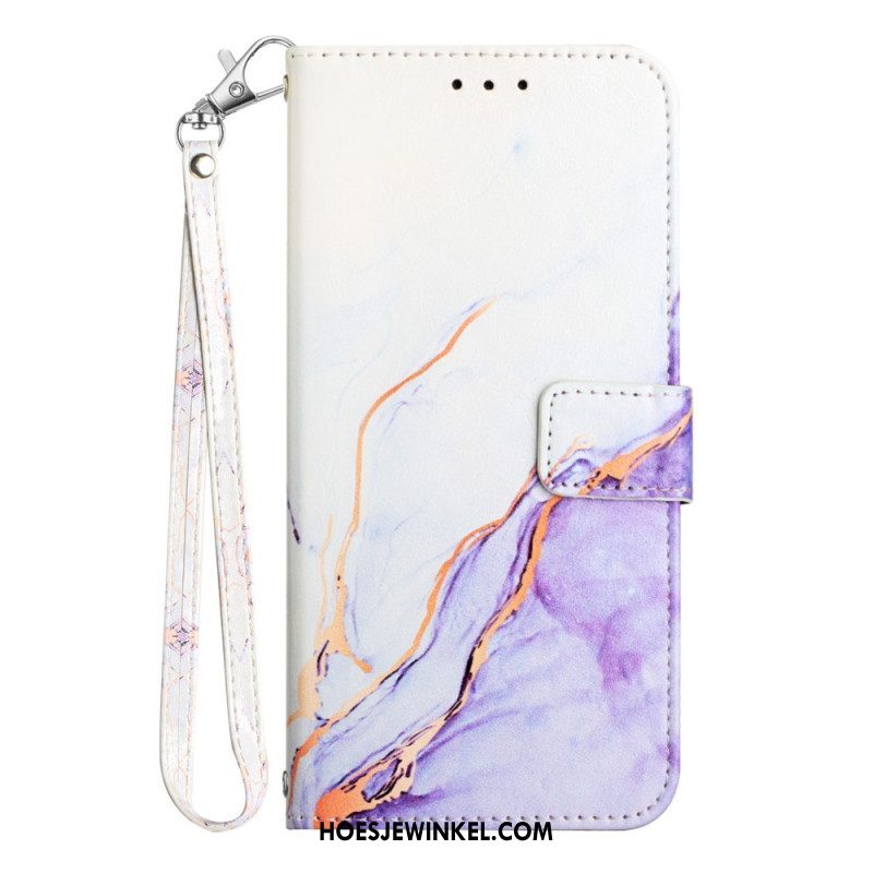 Folio-hoesje voor Xiaomi 12T / 12T Pro Met Ketting Marmer Strippen