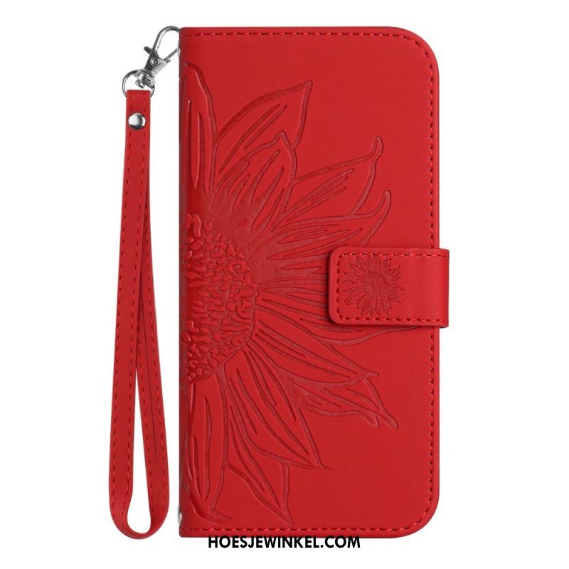 Folio-hoesje voor Xiaomi 13 Lite Zonnebloem Met Lanyard