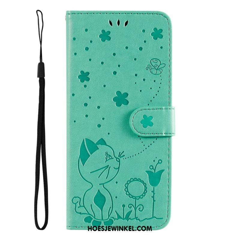 Folio-hoesje voor Xiaomi 13 Met Ketting Kat En Bij Met Lanyard