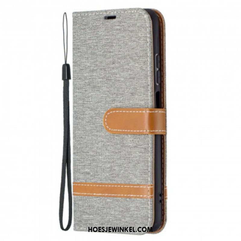 Folio-hoesje voor Xiaomi Redmi Note 10 / 10S Met Ketting Band Van Stof En Leereffect