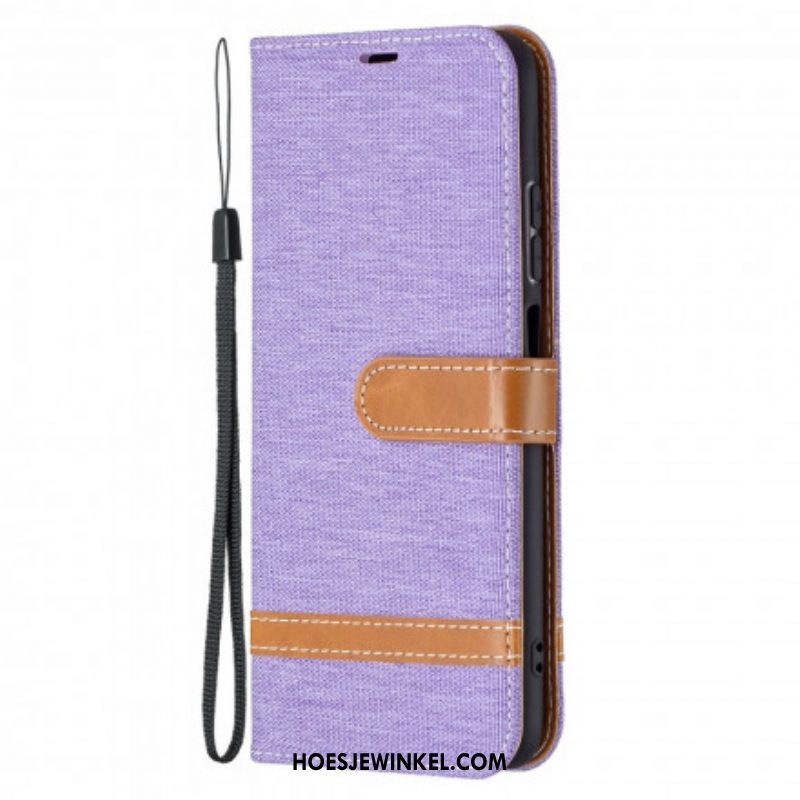 Folio-hoesje voor Xiaomi Redmi Note 10 / 10S Met Ketting Band Van Stof En Leereffect