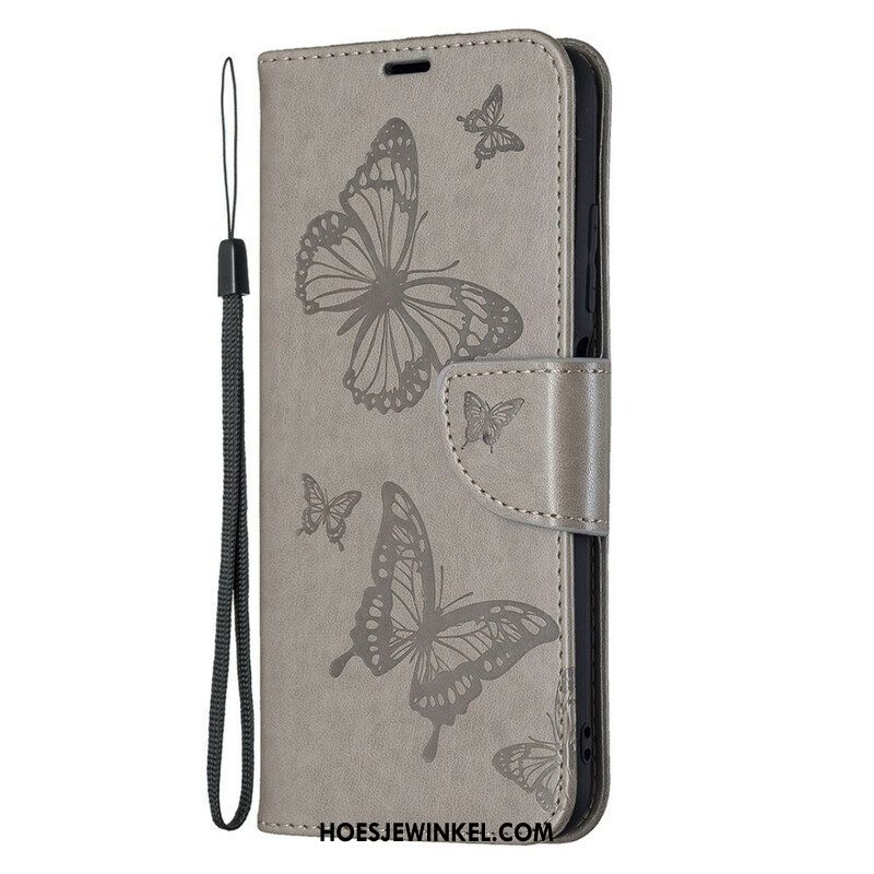 Folio-hoesje voor Xiaomi Redmi Note 10 5G Met Ketting Vlinders Bedrukte Strappy