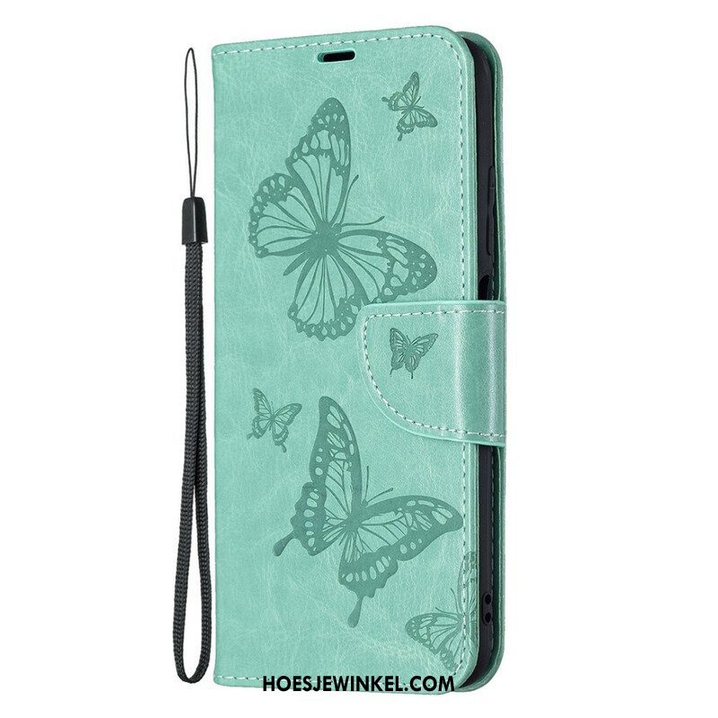 Folio-hoesje voor Xiaomi Redmi Note 10 5G Met Ketting Vlinders Bedrukte Strappy