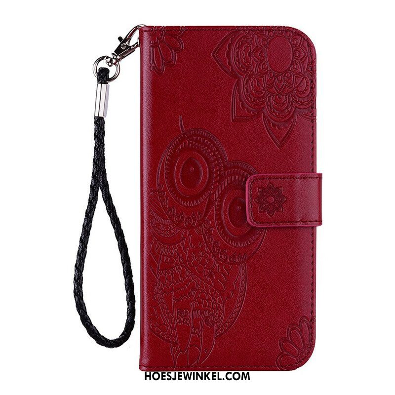 Folio-hoesje voor Xiaomi Redmi Note 10 5G Uil En Lanyard