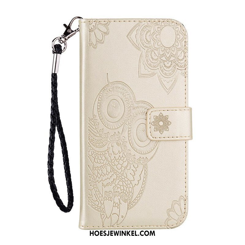 Folio-hoesje voor Xiaomi Redmi Note 10 5G Uil En Lanyard