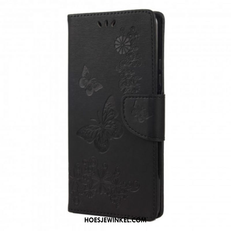 Folio-hoesje voor Xiaomi Redmi Note 10 Pro Alleen Vlinders Met Lanyard