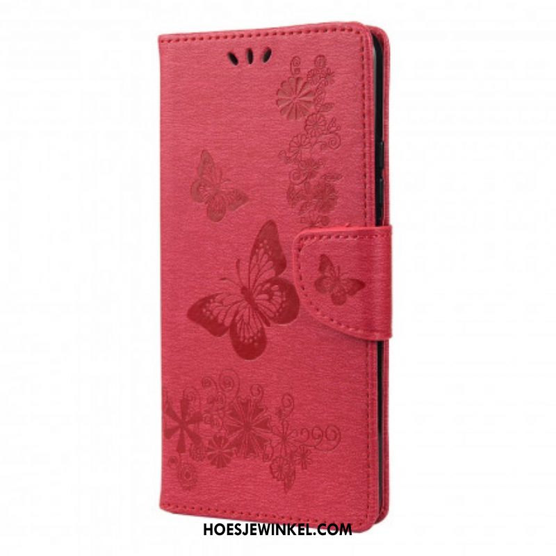 Folio-hoesje voor Xiaomi Redmi Note 10 Pro Alleen Vlinders Met Lanyard