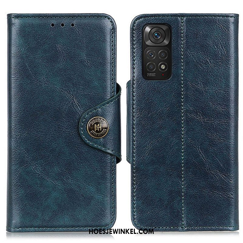 Folio-hoesje voor Xiaomi Redmi Note 11 / 11S Glanzende Knop Van Imitatieleer