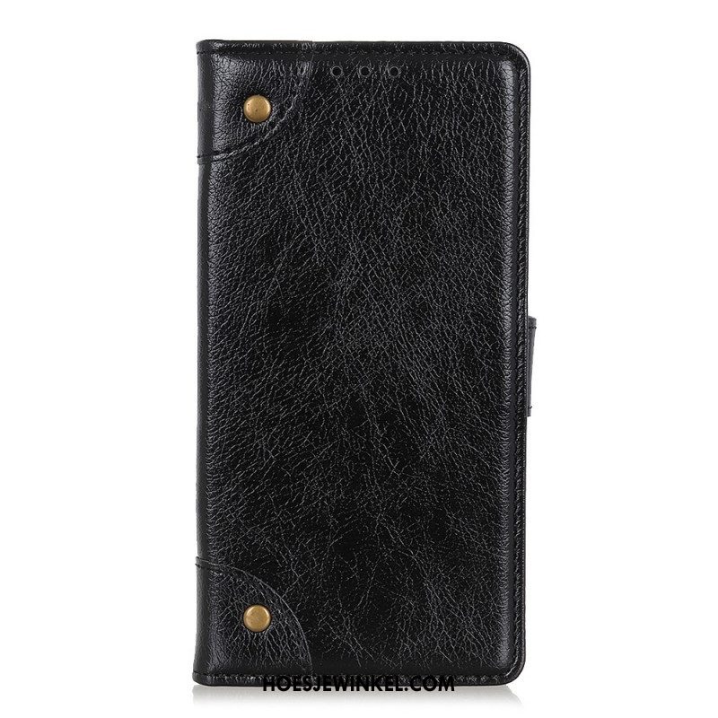 Folio-hoesje voor Xiaomi Redmi Note 11 Pro / 11 Pro 5G Stijl Nappa Lederen Vintage Klinknagels