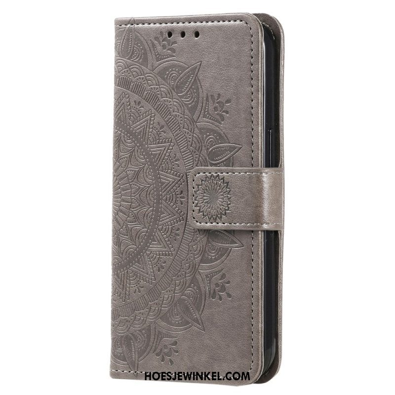 Folio-hoesje voor Xiaomi Redmi Note 12 4G Mandala Zon Met Lanyard