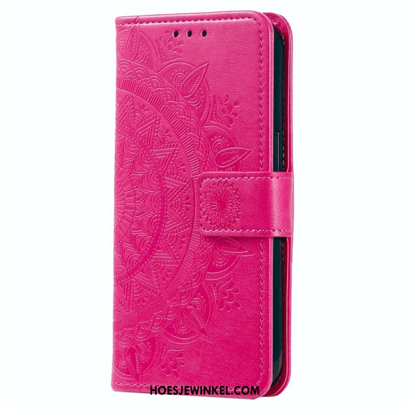 Folio-hoesje voor Xiaomi Redmi Note 12 4G Mandala Zon Met Lanyard