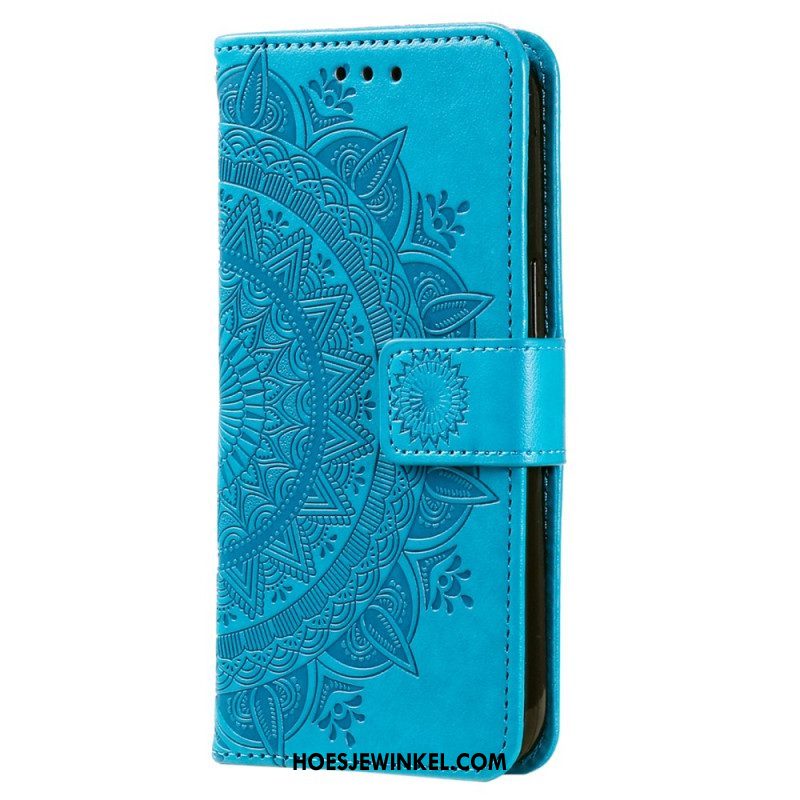 Folio-hoesje voor Xiaomi Redmi Note 12 4G Mandala Zon Met Lanyard