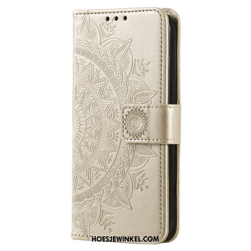 Folio-hoesje voor Xiaomi Redmi Note 12 4G Mandala Zon Met Lanyard