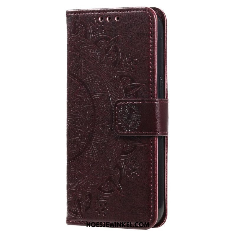 Folio-hoesje voor Xiaomi Redmi Note 12 4G Mandala Zon Met Lanyard