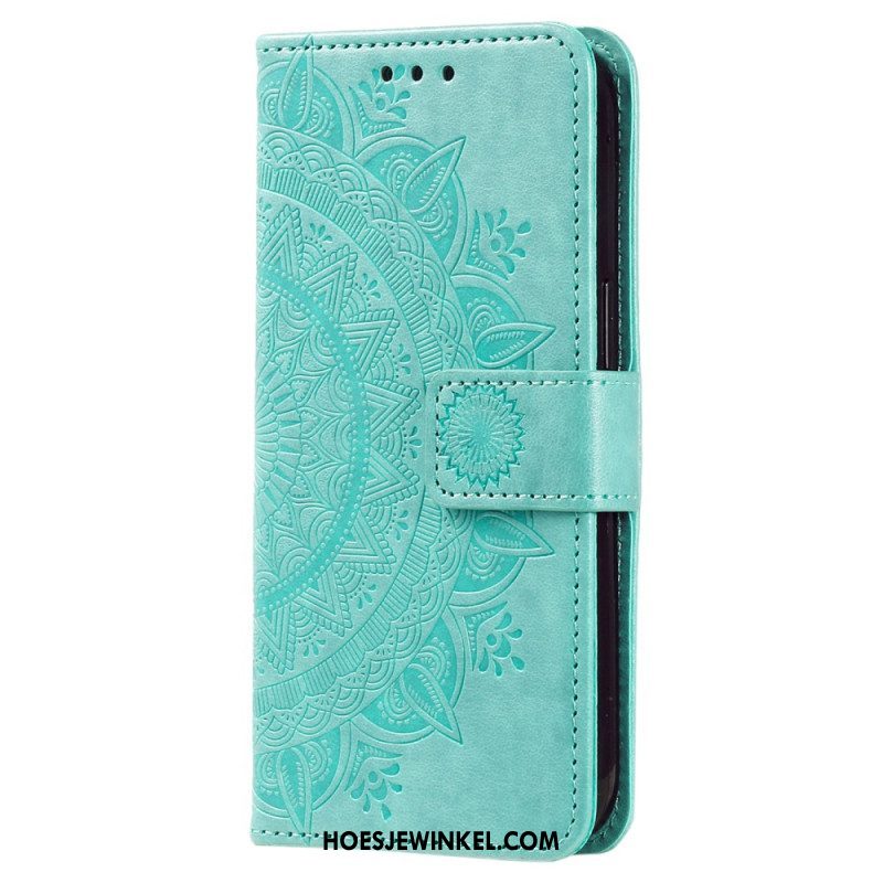 Folio-hoesje voor Xiaomi Redmi Note 12 4G Mandala Zon Met Lanyard