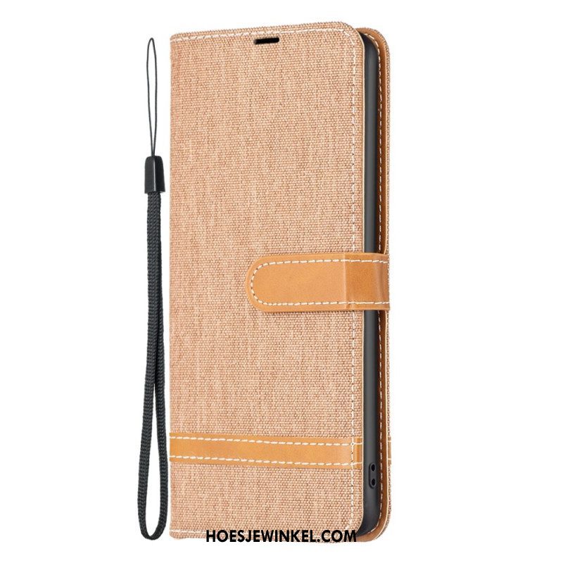 Folio-hoesje voor Xiaomi Redmi Note 12 5G Met Ketting Band Van Stof En Leereffect