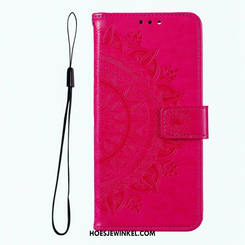 Folio-hoesje voor Xiaomi Redmi Note 12 Pro Mandala Zon Met Lanyard