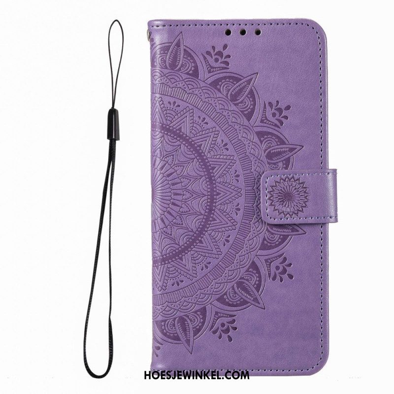 Folio-hoesje voor Xiaomi Redmi Note 12 Pro Mandala Zon Met Lanyard