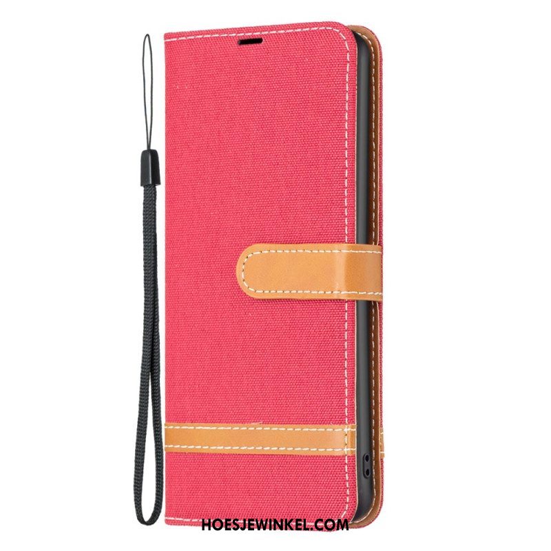Folio-hoesje voor Xiaomi Redmi Note 12 Pro Met Ketting Band Van Stof En Leereffect