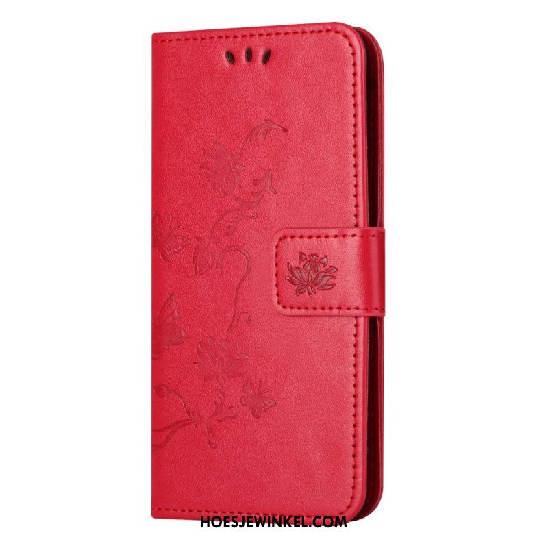 Folio-hoesje voor Xiaomi Redmi Note 12 Pro Met Ketting Strakke Bloemen